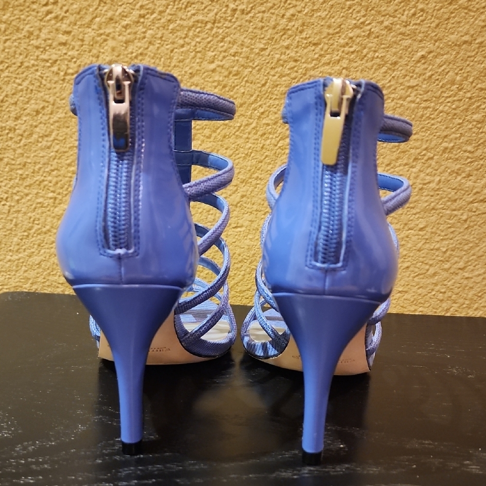 White House Black Market Blue Strappy Heels - Picture 8 of 8